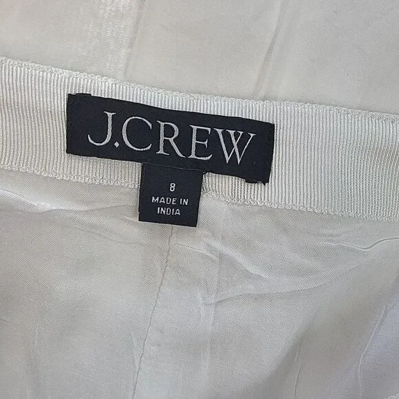 J. Crew White A-Line Skirt with Floral Embroideryrew. Size 8
